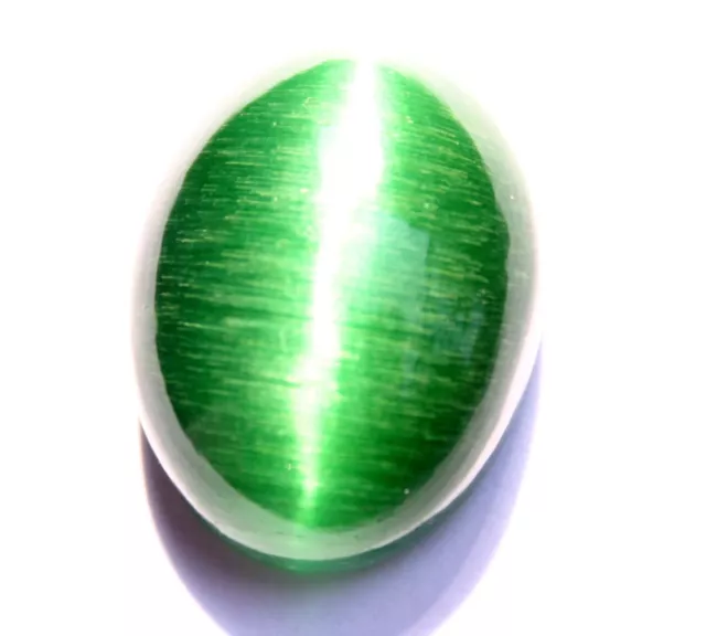 39 Cts Natural Light Green Cats Eye Cabochon Shape Excellent Gemstone