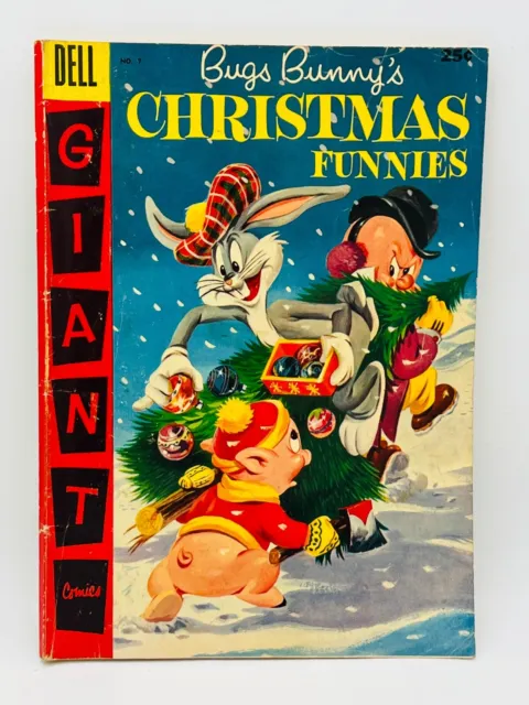 Bugs Bunny's Christmas Funnies #7 1st app Speedy Gonzales Dell Giant 1956 VG-FN 2