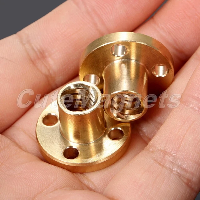 2Pcs T8 Brass 8mm 4-Start Flange Nut for 3D printer Z axis 8mm Steel Lead Screw