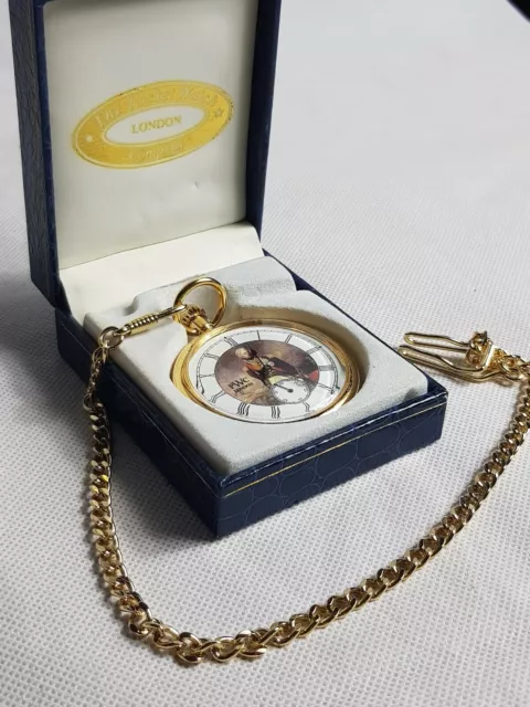 Beautiful Boxed PWC london Collectable Mechanical Pocket Watch With Chain