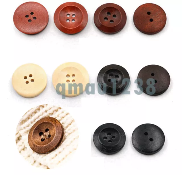 10Pcs 4-Hole Wood Round Button - 10Mm- 30Mm - Coat/Suit/Shirt/Sewing Craft Diy