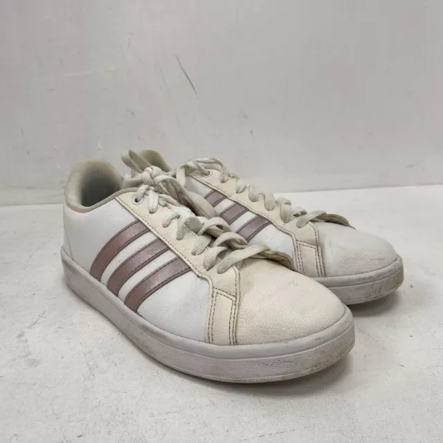 Adidas white with store rose gold stripes