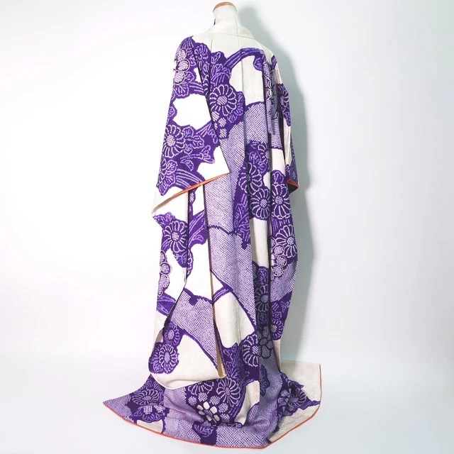 9147D4 Silk Vintage Japanese Kimono Furisode Shibori Embroidery Tall 2