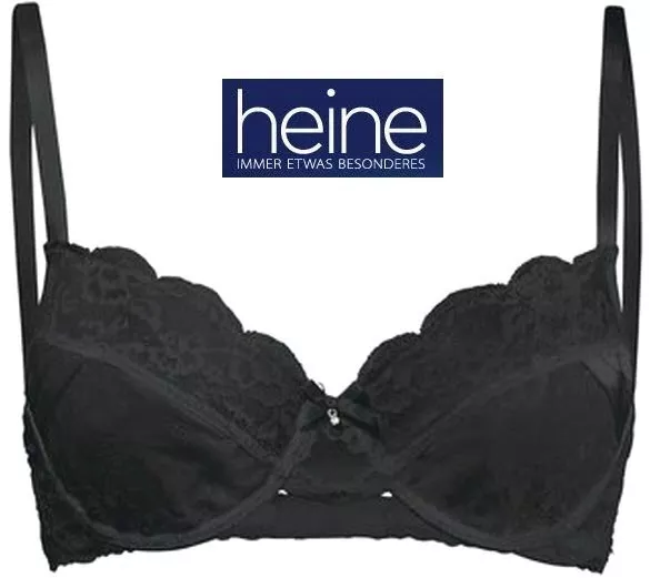 NEU GANZ AUS SPITZE ! LUXUS BH mit SATIN STRASS 75 80 85 C HEINE schwarz *021785