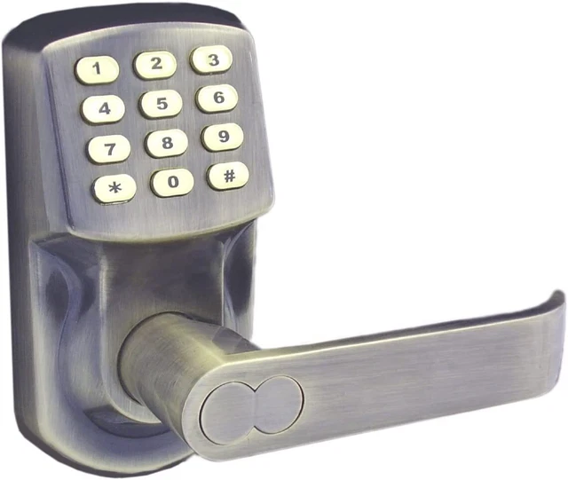 Electronic Keyless Door Lock - Antique Brass (Right Hinged Doors Only) Battery