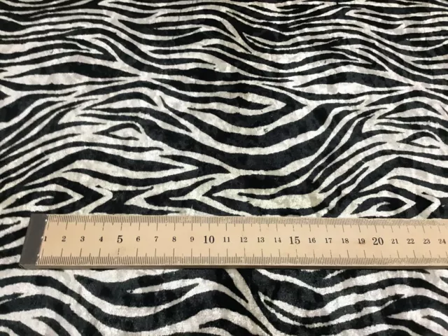Velvet Zebra Black Ivory Designer 140cm wide Curtain/Upholstery Fabric 3