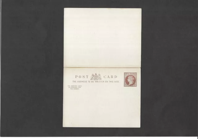 GB Postal Stationery 1899 QV 1/2d + 1/2d brown Reply Postcard size d unused CP32