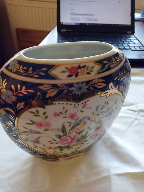 Japanische Porzellan ovale flache Blumenvase