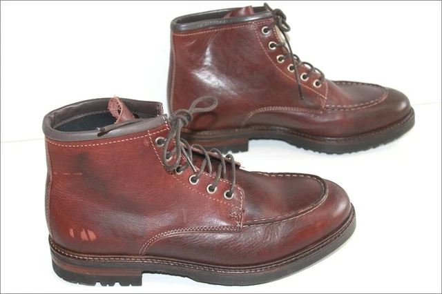 ZARA Man Bottines à Lacets Cuir Marron Acajou Talons T 42 TBE