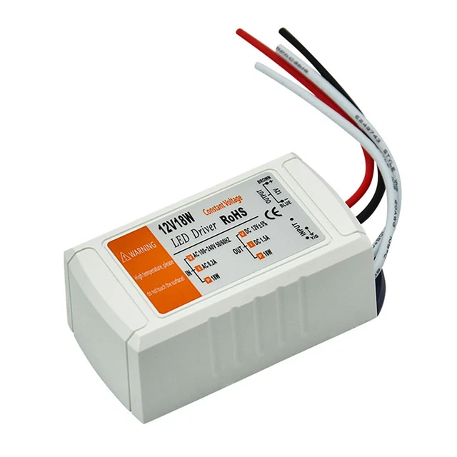 LED DRIVER ADAPTER 18W AC 120V/240V to DC 12V Transformer Adapter For ...