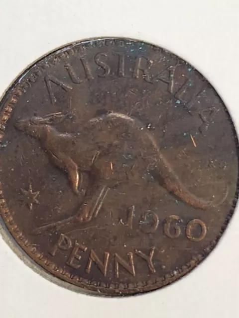 1960 Australia 1 penny coin Kangaroo