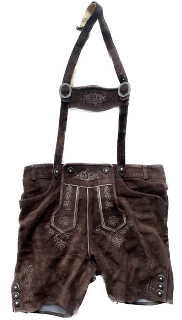 Bavarian Lederhosen Men - Genuine Leather Authentic German Lederhosen 46" #100