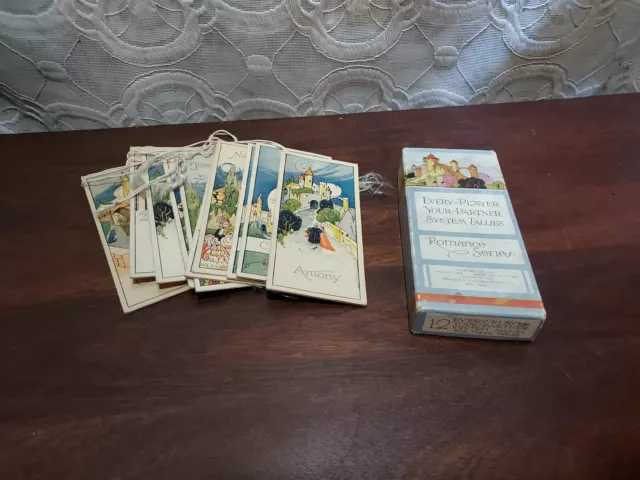 Old 1927 Romance Series Scorepads Bridge Tally Cards Lot Of 10 W/ Original Box