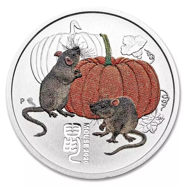 1/4 Unzen Year of the Mouse Silbermünze farbig