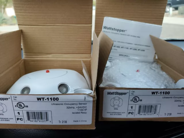(2) WattStopper WT-1100 Ultrasonic Occupancy Sensor 1100Ft²  Isolated Relay 24V