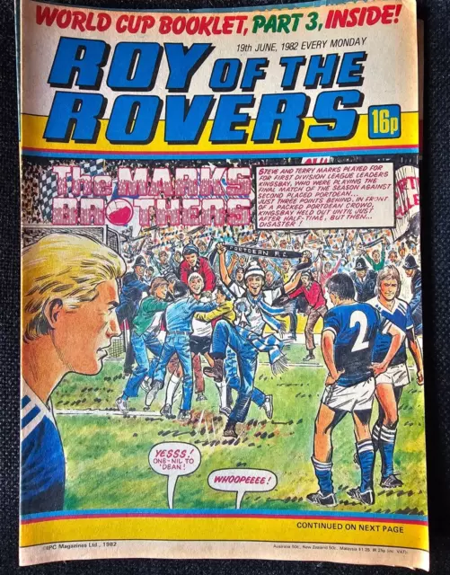 Roy Of The Rovers Paper Comic  19Th June 1982  Please Note No Booklet Inside