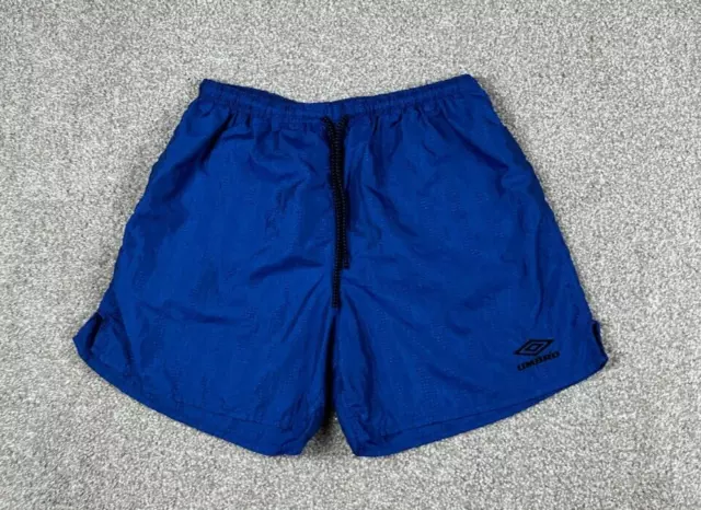 Vintage Umbro Shorts Mens Extra Large Blue Nylon Drawstring Soccer 90s 6" Inseam