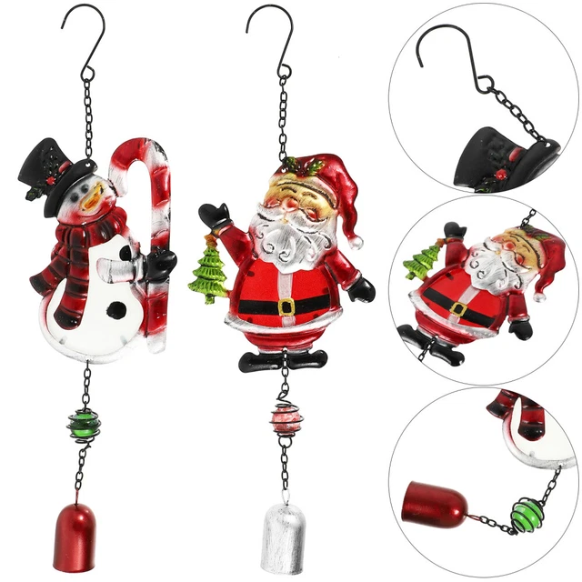 2 stücke Weihnachten Theme Wind Glockenschmuck Eisen Kunst Fenster Windglocke