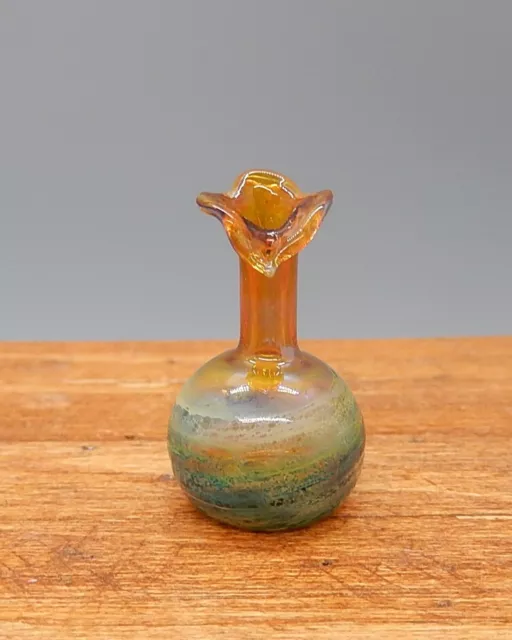 Vintage OOAK Iridized Blown Glass Vase Artisan Dollhouse Miniature 1:12