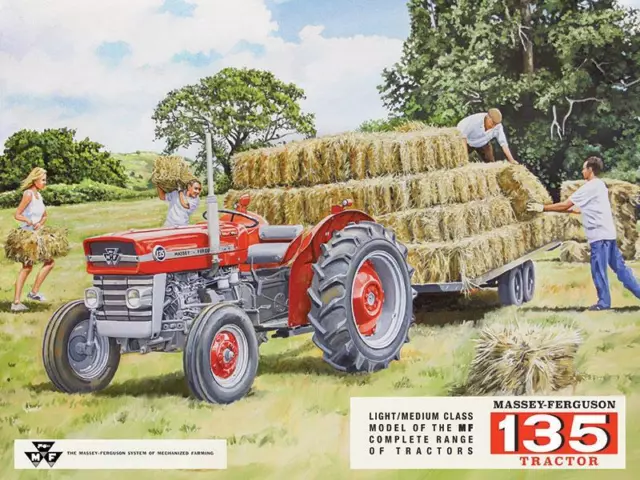 Massey Ferguson 135 Tractor Trailor Hay Bailing  Large Metal/Steel Wall Sign