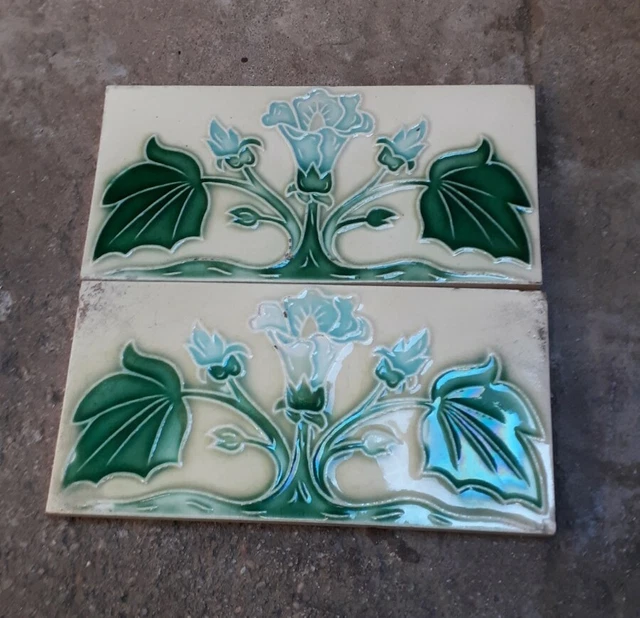 2 Pcs Lot Rare Ceramic Tiles Porcelain Vintage Art Japan  Tiles T.p Mark 3