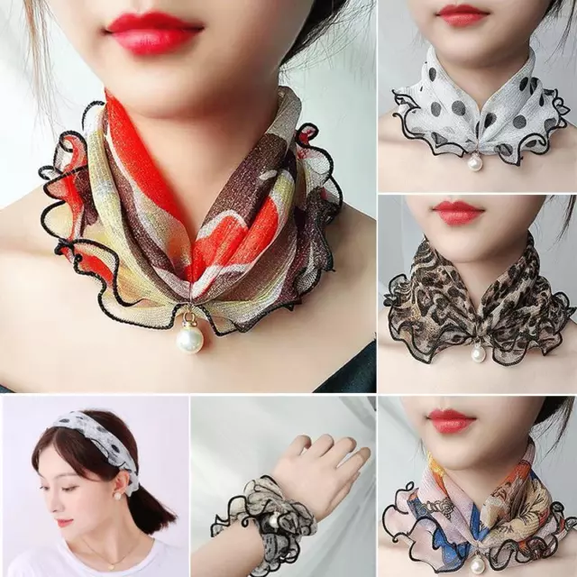 Pearl Lace Variety Scarf Pendant Necklace Lady Neck Scarves Hair Silk Jewelry