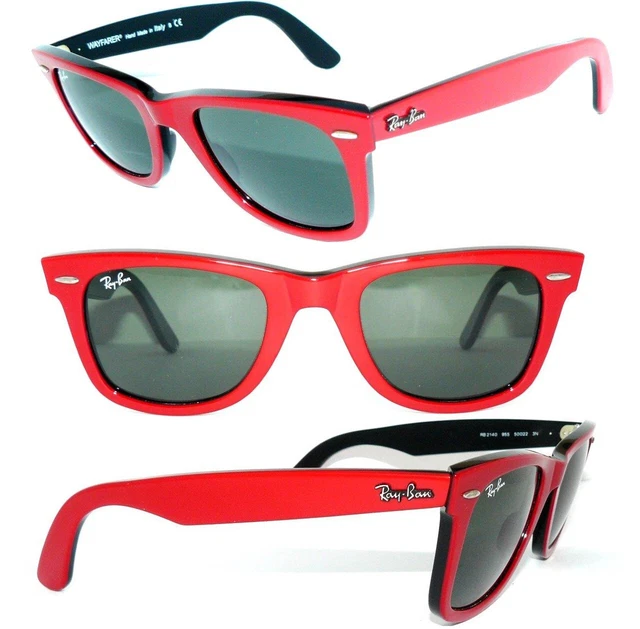 Ray Ban SONNENBRILLE ROT SCHWARZ RB 2140 955 GRÜN WAYFARER DAMEN 2132 MEGA ETUI