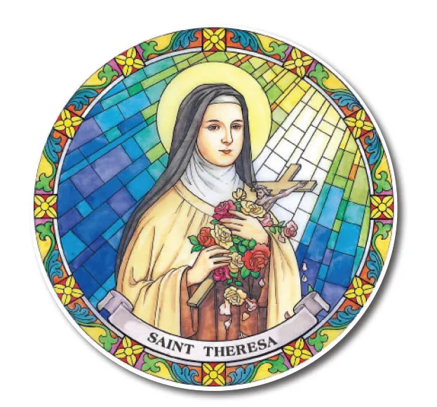 St.Theresa Suncatcher Vetrata Finestrino Adesivo Riutilizzabile 15.2cm Sole
