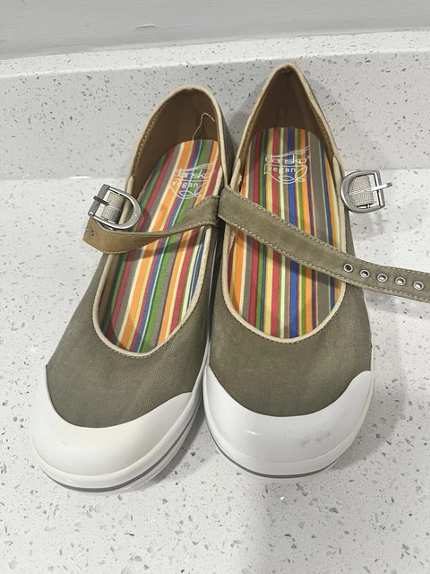 DANSKO WOMENS 40 Valerie Vegan Mary Jane Khaki Tan Clogs Canvas Rubber Shoes 29.95 PicClick