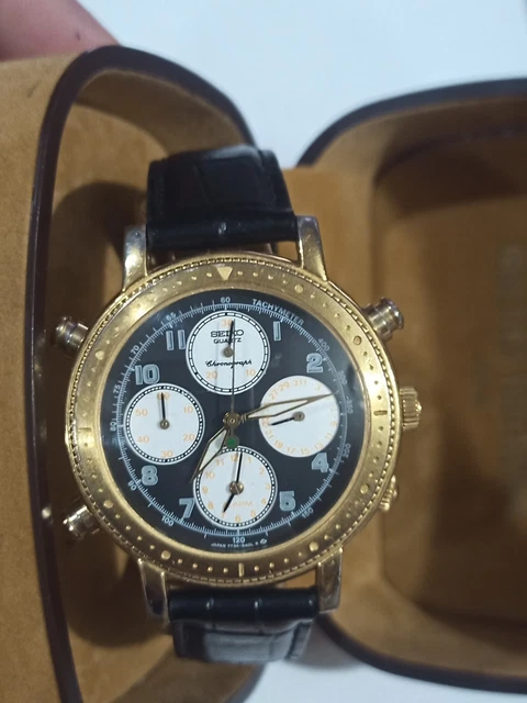 Montre Seiko Vintage 7T34-8A00 – Chronographe Alarme – Années 80 – Neuf Avec étiquettes