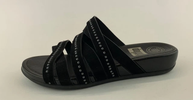 FitFlop Womens Black Suede Leather Slide Sandals Sz US 6 2