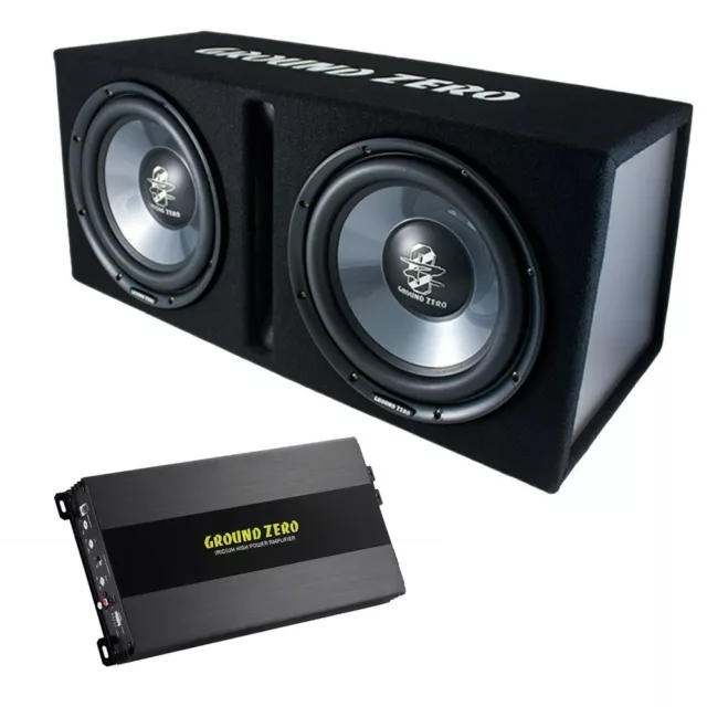 BassPack Ground Zero GZF Subwoofer doppio 30 cm + Amplificatore 1050 Watt rms