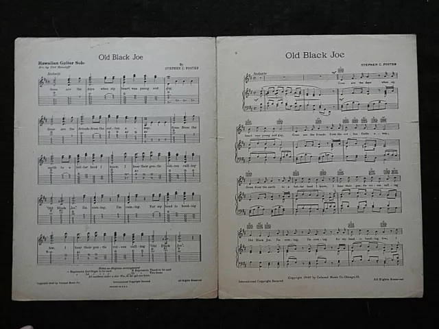 1940 "Old Black Joe" Stephen Foster Black Americana Sheet Music Orrin Tucker 2