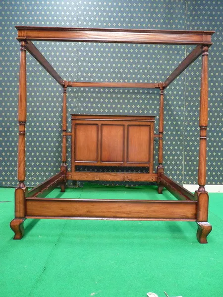 BESPOKE Super King size minimalist MAHOGANY wood Four Poster canopy Bed BESPOKE Super King size minimalist MAHOGANY wood Four Poster canopy Bed