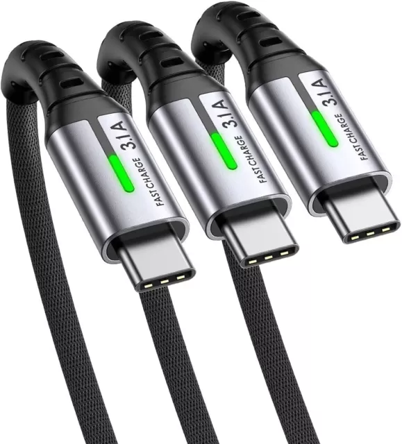 Cavo USB Type-C, Cavo USB A a USB C 3.1A Ricarica Rapida, 3Pezzi/0.5+2+2M