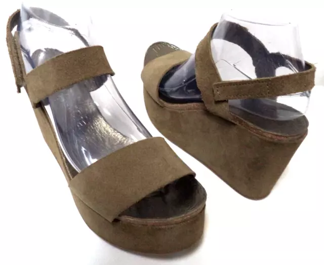 PEDRO GARCIA SUEDE Leather Dulce wedge platform sandals olive Spain Size Sz 8.5 50.99 PicClick