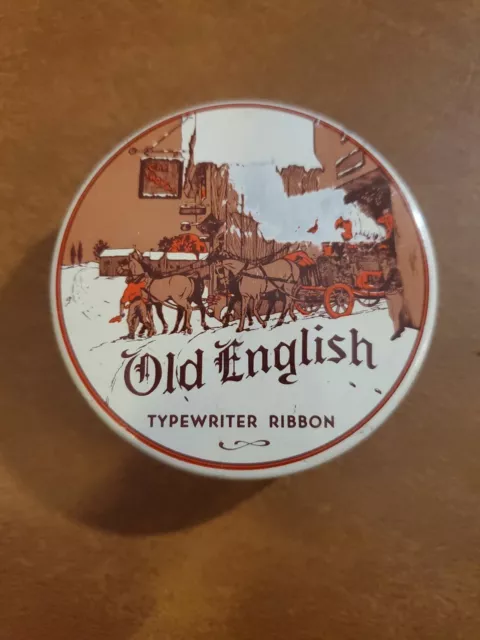 Historic Vintage Old English Typewriter Ribbon Tin - Empty 2.5" Diameter
