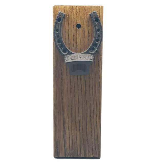 Cast Iron Horseshoe Wood Beer Bottle Opener Country Western Wall Decor Bareware