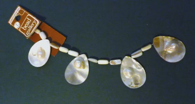4 Mother of Pearl Teardrop Shells 25 MM &10 Tubes Beads UNUSED