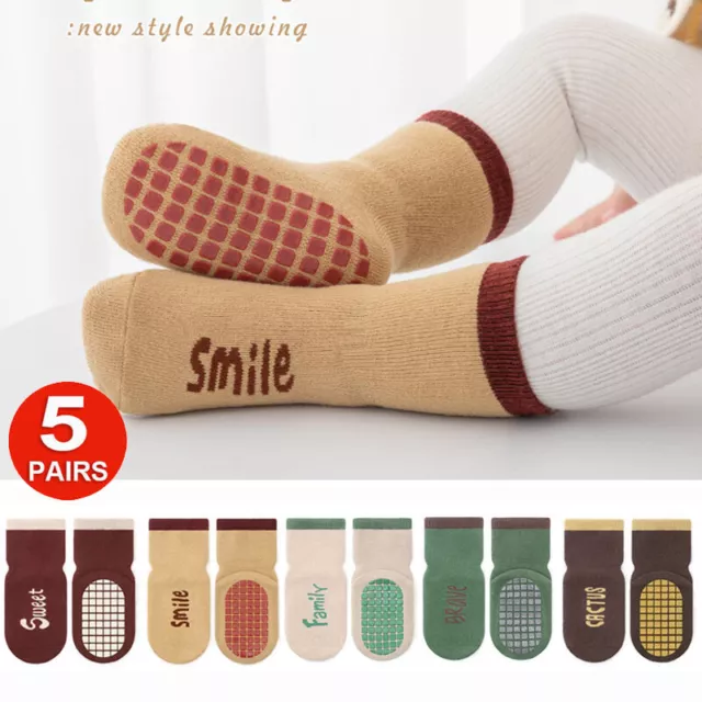 5x Baby Toddlers Anti-slip Cute Floor Socks Winter Thick Boys Girls Cotton Socks