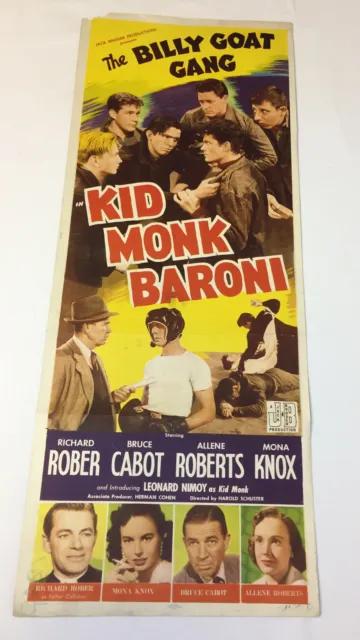 1952 Insert Film Affiche ~ Enfant Moine Baroni ~ Leonard Nimoy ~14x36