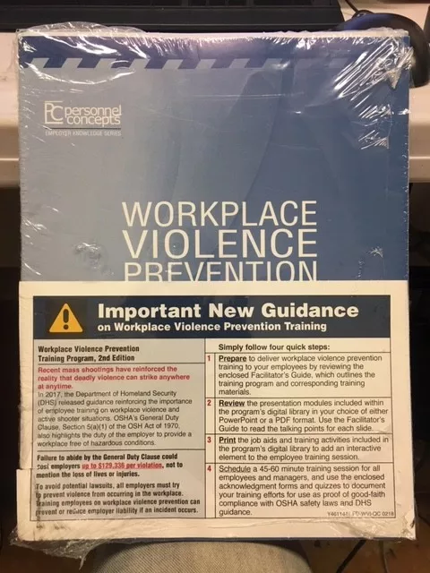 Workplace Violence Prevention Training Personnel Concepts workbook