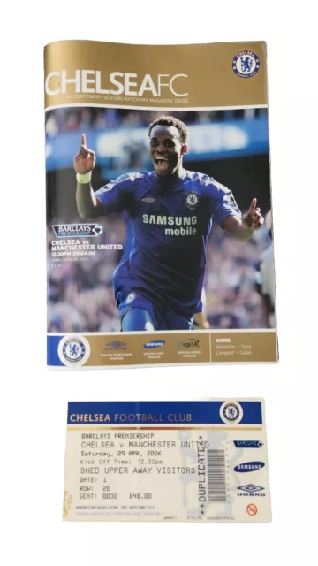 Chelsea V Manchester United 2006. Premier League Match Programme & Ticket