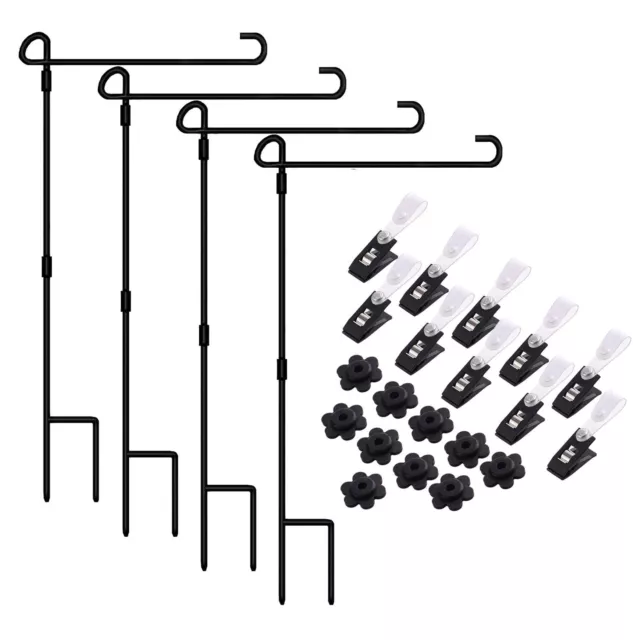 Garden Flag Holder Stand Metal Flag Pole Holder with Anti-Wind Clip Banner Pole