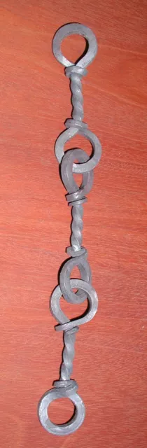 Wrought Iron Chain with closed eyes, 3 links, Hand Forged by Blacksmiths