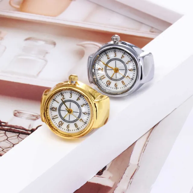 Women Men Finger Watch Vintage Ring Watch Round Quartz Analog Finger Ring Watch