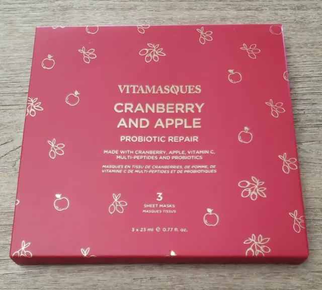 VITAMASQUES Cranberry and Apple Probiotic Repair 3 Sheet Masks