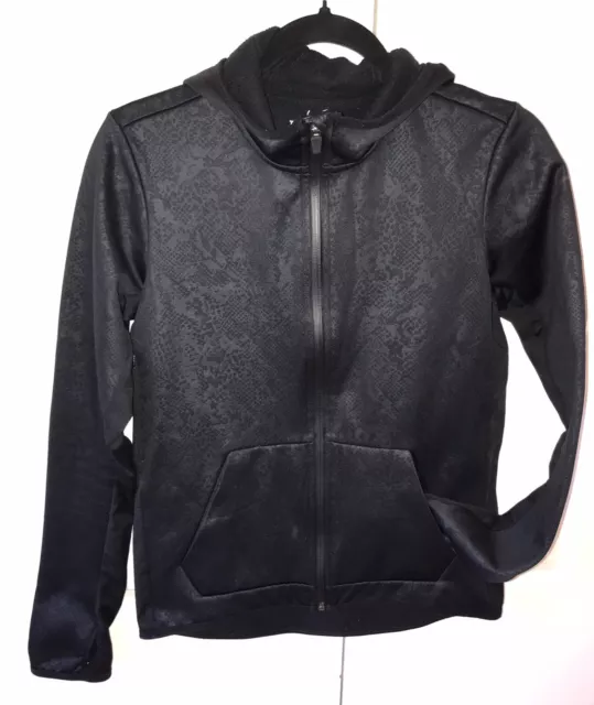 Nike Therma Fit Black Snakeskin Hooded Track Top Jacket Size Small Fleece Lined