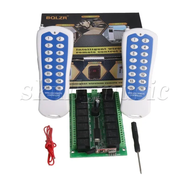 12V 16CH 150M Inching Remote Control 2 Switch 16-Key 433MHZ 4 Receiver