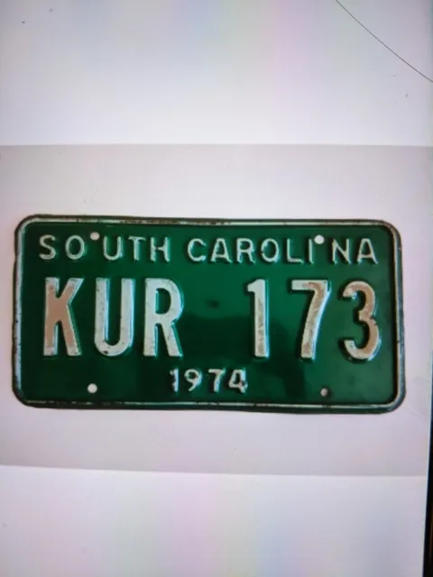 American License Number Plate. South Carolina. 1974. US Plate.